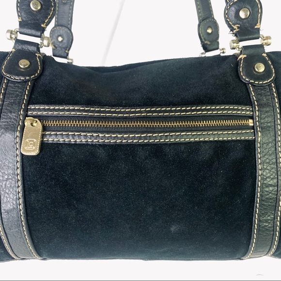 LIZ CLAIRBORNE GENUINE LEATHER HANDBAG BLACK LEATHER SHOULDER WOMEN MEDIUM BAG - Picture 4 of 17